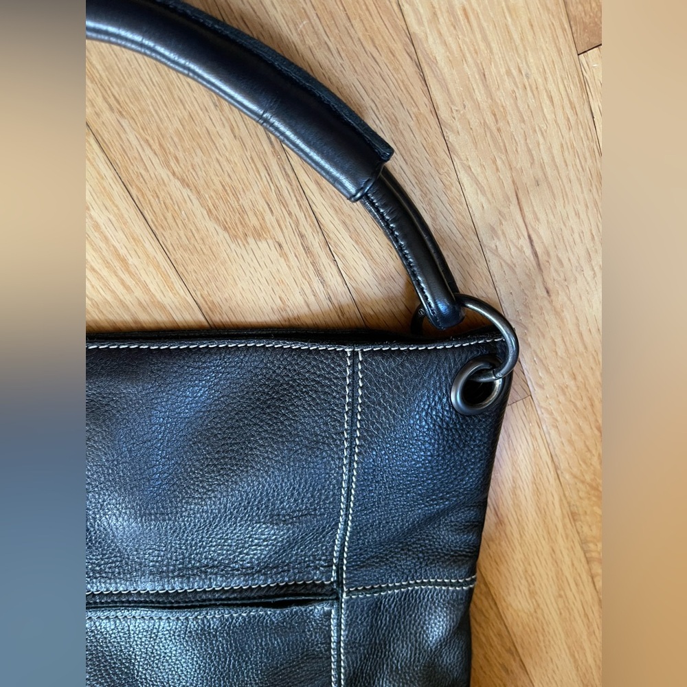 Bottega Veneta, Vintage Black w/white stitching Deerskin Leather Hobo bag - Picture 11 of 14